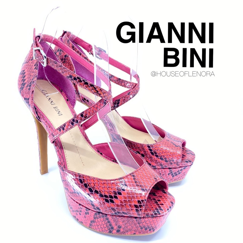 GIANNI BINI Peep Toe Pink Python Platform